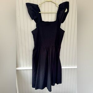 Old Navy Black Midi Dress ruffle sleeves